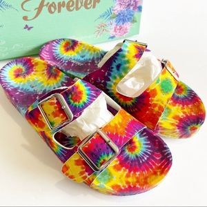 Tie Dye 2 Strap Slide on sandals NIB
